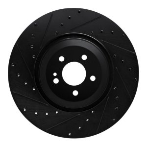 Mercedes-Benz E450 Brake Rotor (1) - Rear Right - R1 Concepts - Drilled & Slotted - Black - `17-`23